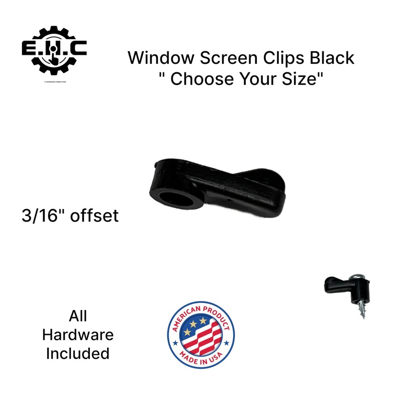 Window Screen Clips "Black” Plastic (Choose Your Size! /Size Run