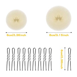 Pack of 4 Hair Doughnut Hair Bun Maker and 10 Pieces Hairpins, Bun Maker Blonde Hair Doughnut Bun Maker Donut Hair Accessories, Easy Bun Rings for Hairstyle Dancer Children Girls Women