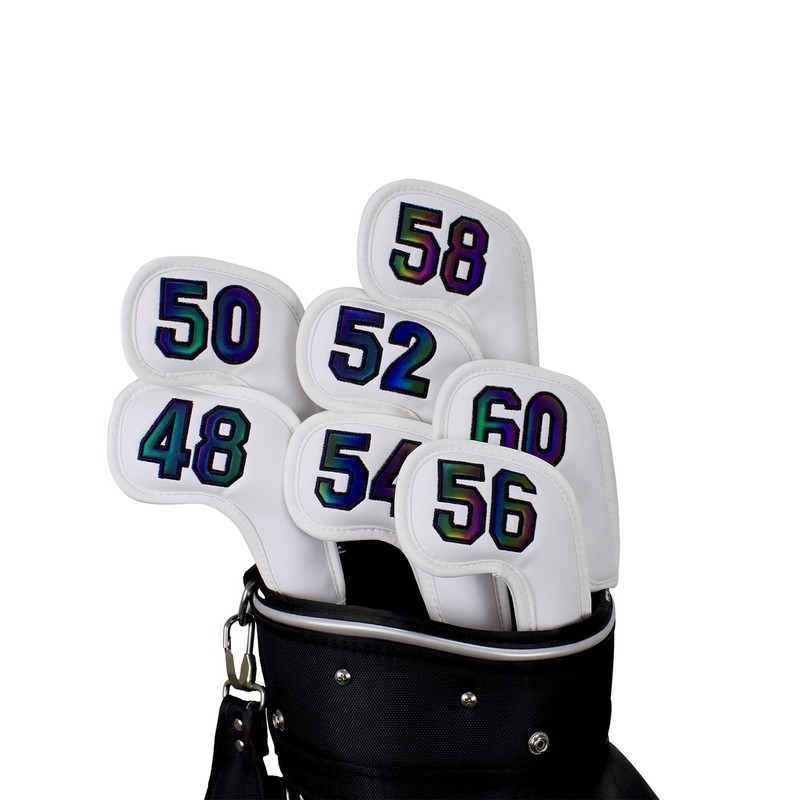 Prof 7Pcs Leather Wedge Golf Iron Head Covers Protective Club