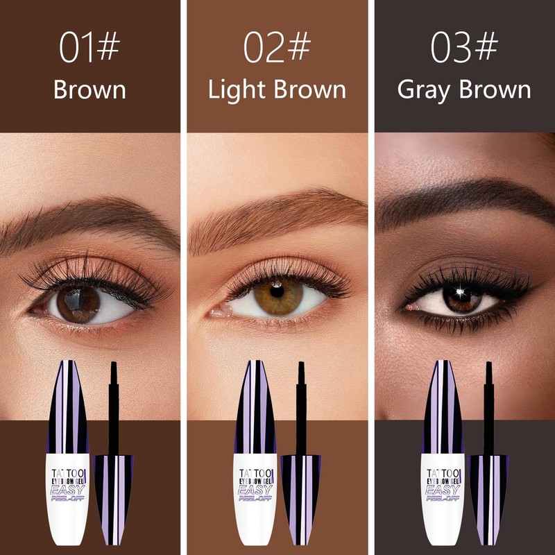 3Pcs Easy Peel-Off Eyebrow Gel,3 Colors Qiciy Tattoo Eyebrow Gel