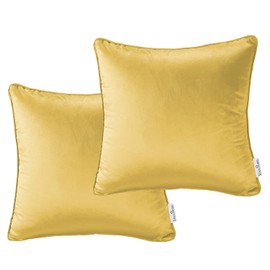 Linen Home Decorative Velvet Cushion Covers 45cm x 45cm Square Throw Pillowcases for Sofa Bedroom Garden Living Room Chair with Invisible Zipper 18x18 Inch Sets of Two Covers Only (Ocher)