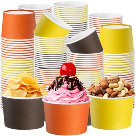 Jingmore 60 Pcs Paper Ice Cream Cups 9oz Colored Disposable Dessert Bowls for Hot or Cold Food Party Treat Cups for Birthday Baby Shower Easter Party Supplies (Autumn Color)