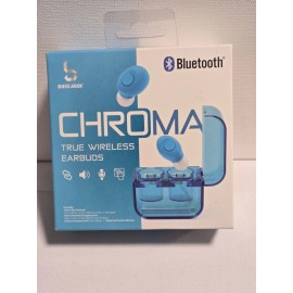 bass jaxx BlueTooth Chroma Wireless EarBuds--Blue--Brand New