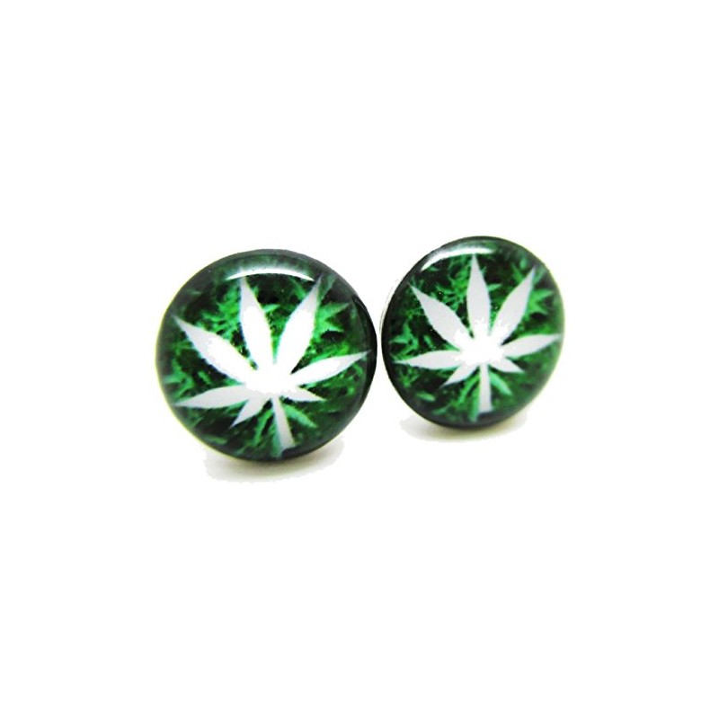 Pot Leaf Stud Post Earrings - New - Pair!