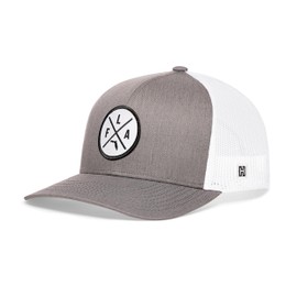 HAKA State City Trucker Hat for Men & Women, Adjustable Baseball Hat, Mesh Snapback, Sturdy Outdoor Black Golf Hat, Gray & White, One Size