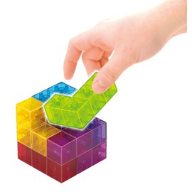 Masudaya Corporation 539-1744 Cha Cha Cube Clear Version 3D Puzzle Magnetic Block Brain Training Problem Card Included