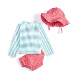 First Impressions 18M Baby Girl Swimsuit Top Bottom Hat 3 Pc Set Strawberry