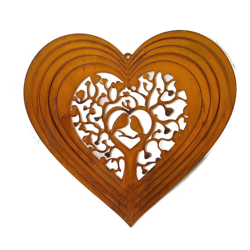 Wind Chime for Outdoor Use in 3D Heart with Birds