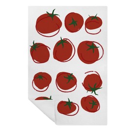 Foritho Red Tomato Kitchen Towels, Farmhouse Cherry Tomato Dish Tea Towels for Kitchen Decor, Rustic Solanum Lycopersicum Decorative Hand Towels for Bathroom, 16x24 Inch