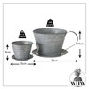 Rustic Tea Cup Planters, Set of 2, Shabby Grey, Zinc,