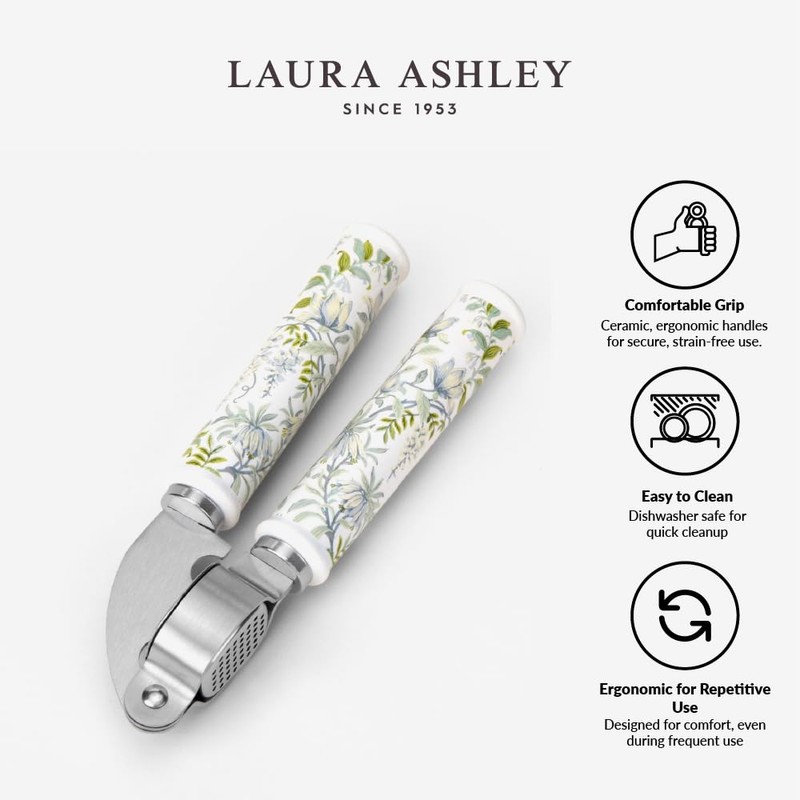 Laura Ashley Stainless Steel Garlic Press Crusher with Ceramic Handle