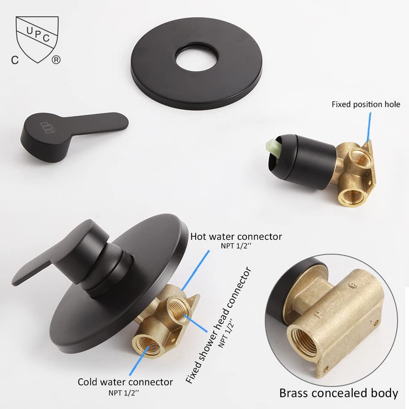 Matte Black Shower Faucet Set Bathroom Rainfall Mixer Shower System