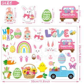 MARFOREVER 25 PCS Easter Window Thick Gel Clings Stickers Removable and Reusable Window Clings Decals Thick Gel Clings for Adults Kids Classroom Home Spring Easter Party Supplies Decorations