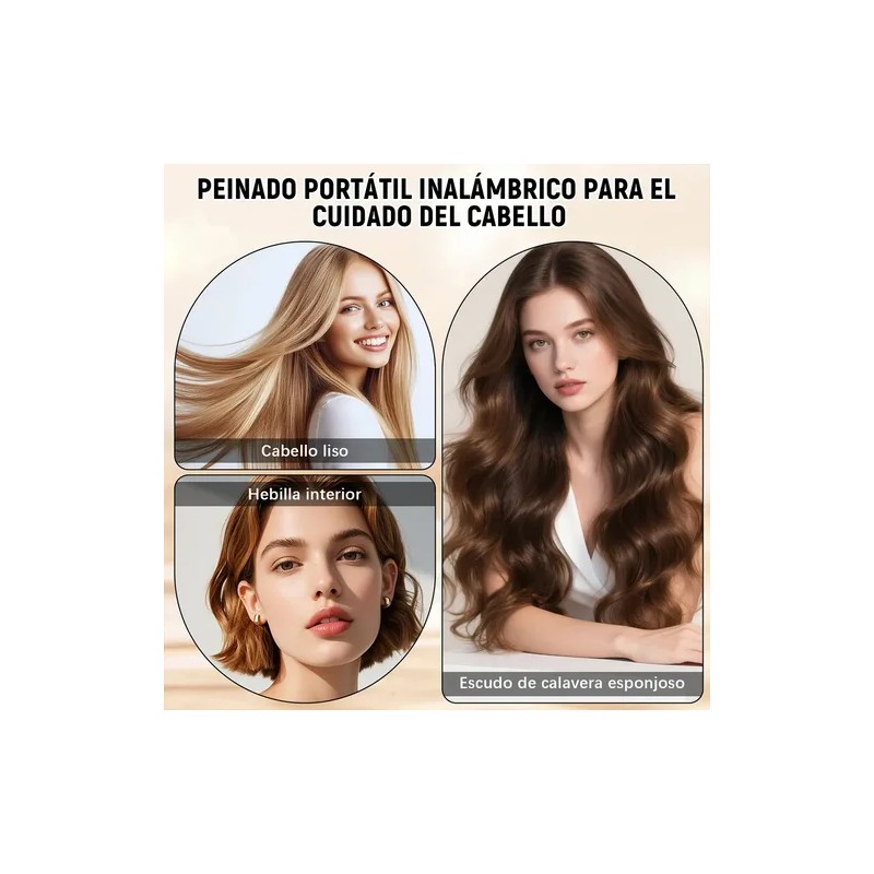 Minialisador De Pelo Inalámbrico Glambrush, Peine 2 En 1