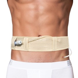 Soft Breathable Peritoneal Dialysis Belt Adjustable PD Catheter Holder Accessories Discreet for Safety Secure Transfer Set Peg Feeding Tube Supplies Men Women Beige Large