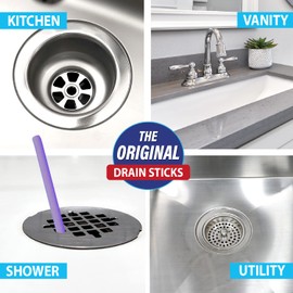 SANI 360° Sani Sticks Drain Cleaner and Deodorizer, Enzyme Pipe Cleaners, Eliminate Odors, Prevent Clogged Drains, Safe for Sinks, Bathtub Drains, Septic Tanks, 24 Count, Lavender Scent