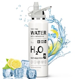 REVOMAX Botella Térmica de Acero Inoxidable 316, Botella de Agua 20 Oz con Pajita, Termo de Agua Grande para Deportes, Mantiene las Bebidas Frías 36 Horas o Caliente 18 Horas - Blanco