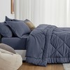 Love's cabin Queen Comforter Set Navy Blue, 7 Pieces Queen