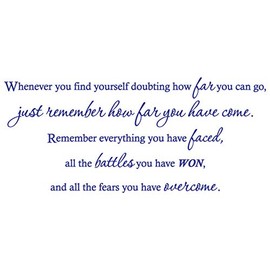 48"x21" Whenever You Find Yourself Doubting How Far You Can Go Just Remember How Far You Have Come Everything You Faced All Battles You Won Fears You Have Overcome Wall Decal Sticker Color Choices