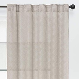 Chanasya 2-Panel Diamond Textured Semi Sheer Curtain Panels - 3-in-1 Back Tab, Rod Pocket, Ring Tab - for Windows Living Room Bedroom - Partial See Through Drapes for Privacy - 52 x 63 Inches - Taupe