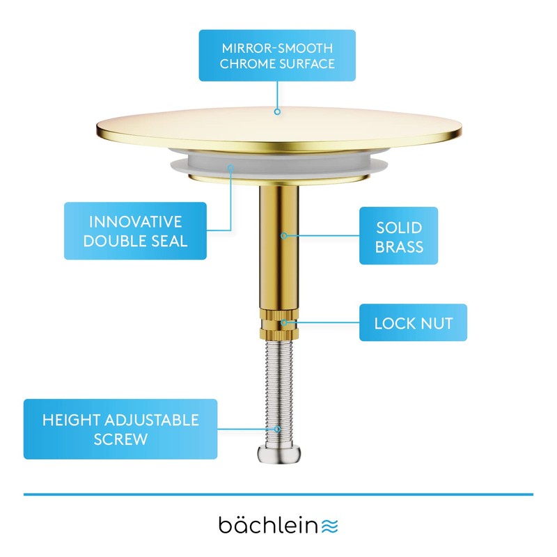 Bächlein Universal Bath Plug - Drain Plug [Gold] - incl.