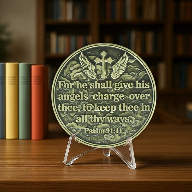 Saint Michael Archangel Protection Coin – Biblical Verse Psalm 91:11,