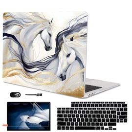 LCMOCICO Compatible with 2021 2020 2019 2018 MacBook Air 13 inch Case M1 A2337 A2179 A1932 Retina Display Touch ID, Crystal Clear Pattern Plastic Hard Shell Case for Mac Air 13 M1 2021, Unique Horse
