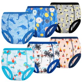 MooMoo Baby Potty Training Underwear for Boys Absorbent Cotton Training Pants Washable and Reusable 2T-7T 6 Packs