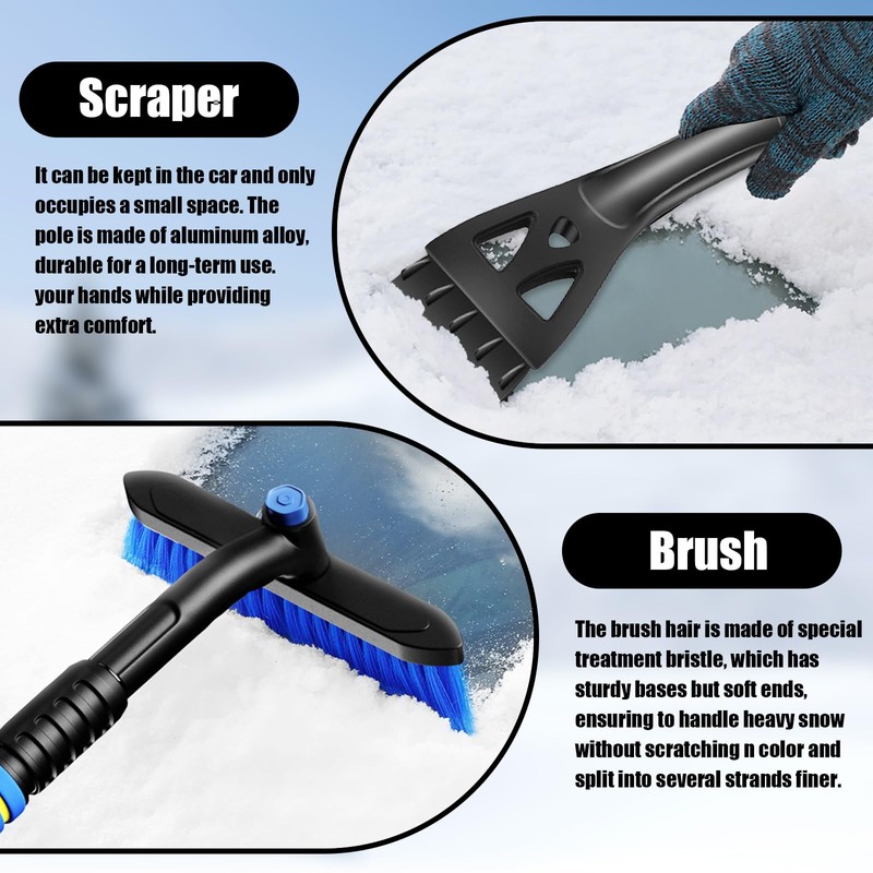 Axinyijia 3-in-1 Ice Scraper Car Snow Brush, Ice Scraper Car