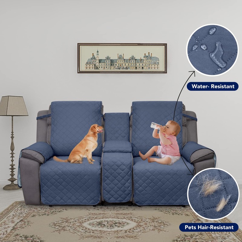 PureFit Water Resistant Reversible Loveseat Recliner Couch Cover for Double