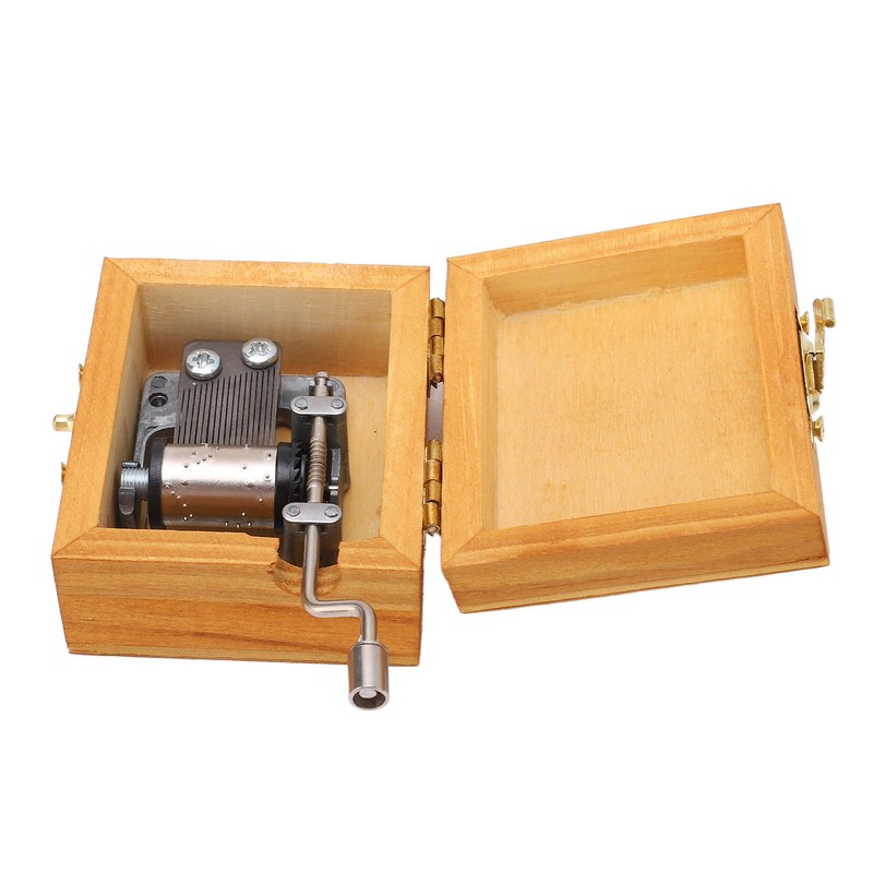 Hand Cranked Music Box Mini Portable Gemini Pattern Retro Style