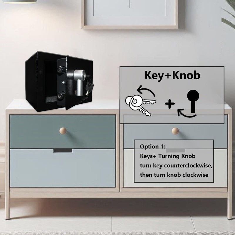 Yuanshikj Steel Safe Box - Key Locked, 0.2 Cubic Ft