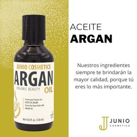 JUNIO COSMETICS ACEITE DE ARGAN CABELLO/ARGAN OIL PARA EL CABELLO 120 ML SIN BPA TODO TIPO DE CABELLO (REPARADOR DE PUNTAS, BRILLO Y VITALIDAD AL CABELLO)