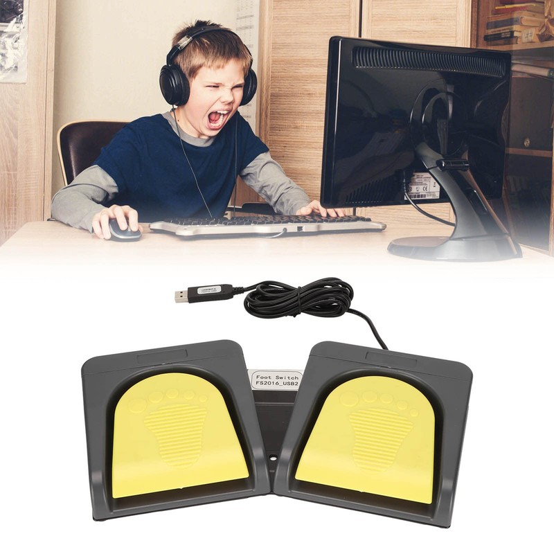 Elprico USB Foot Pedal, Double Foot Switch, Mechanical Switch with