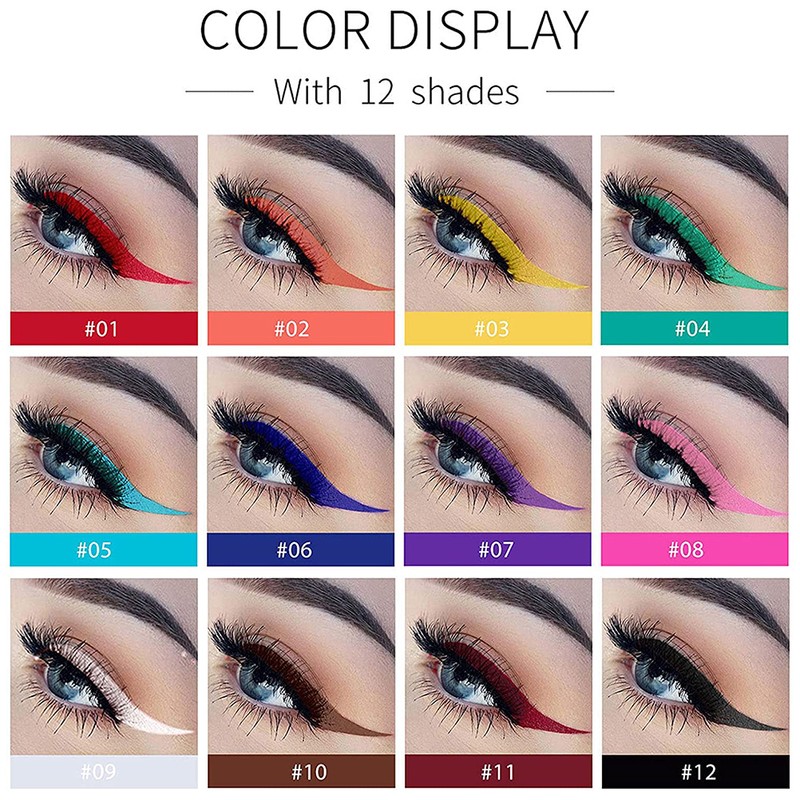 12 Color Liquid Eyeliner Pen Smudge Proof Eyeliner Quick Dry
