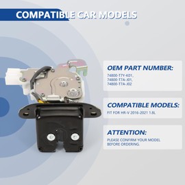 GNXFixt Tailgate Lock Latch Assembly Compatible with HR-V 2016 2017 2018 2019 2020 2021 Replaces 74800-T7A-J02, 74800-T7Y-K01, 74800T7AJ02