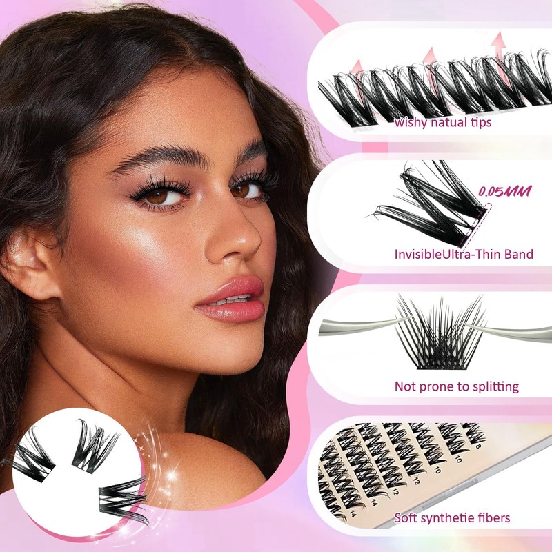 Waterproof Lash Clusters Kit - Hypoallergenic 8-18mm Cluster Lashes with