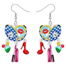 RAIDIN Acrylic Creative Valentines Day Makeup Dangle Drop Earrings Gifts for Women Girls Kids Cute Cosmetic Jewelry for Beauticians Party Decorations (High heels)