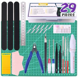 Swpeet 29 herramientas básicas de modelador Gundam con contenedor de plástico de servicio, kit de herramientas profesional modelo Gundam perfecto para el modelo de construcción, principiante, pasatiempo, edificio (Gundam Kit - 2)