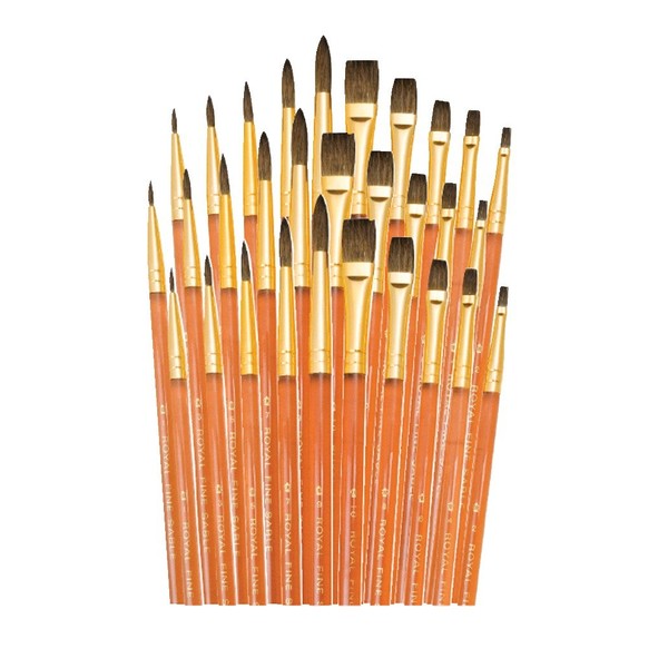 Royal Brush Soft Natural Hair Acrylic Handle Brushes, Set of