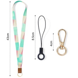 Vicloon Lanyard, Lanyard for Keys, with 2 Accessories, Double-Sided Print in Full, Neck Strap Keychain for Keys, ID Badge Card Holder, ID Cover (Colour Stitching), Color splicing