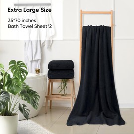 HOMEXCEL Bath Sheets Towels Set Pack of 2 (35 x 70 Inches) Ultra Soft Bath Towel for Bathroom, Lightweight and Quick Drying Towels for Body, Yoga, SPA, Fitness, Black