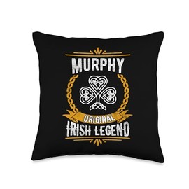 Murphy Irish Legend Vintage Shamrock Family Name Throw Pillow