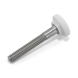1/4"-20 x 1-3/4" Thumb Screw Stainless Steel - White Knurled Round Plastic Knob - Standard/Coarse Thread Thumbscrew - Length: 1.750" - Proudly Built in USA - Package of (4)
