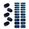 Dark Blue Green Gel Nail Strips, KALEFUL Semi Cured Gel