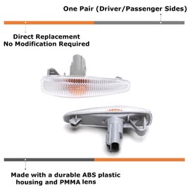 iJDMTOY JDM Clear Lens Front Bumper Side Marker Lamps Housings w/Bulbs Compatible With Mitsubishi Lancer Evo X Mirage Outlander Sport, Replace OEM Amber Sidemarker Lamps