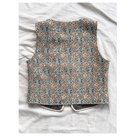 Verdusa Women's Vintage Tie Front Vest V Neck Floral Print Boho Sleeveless Waistcoat Multicolor Large