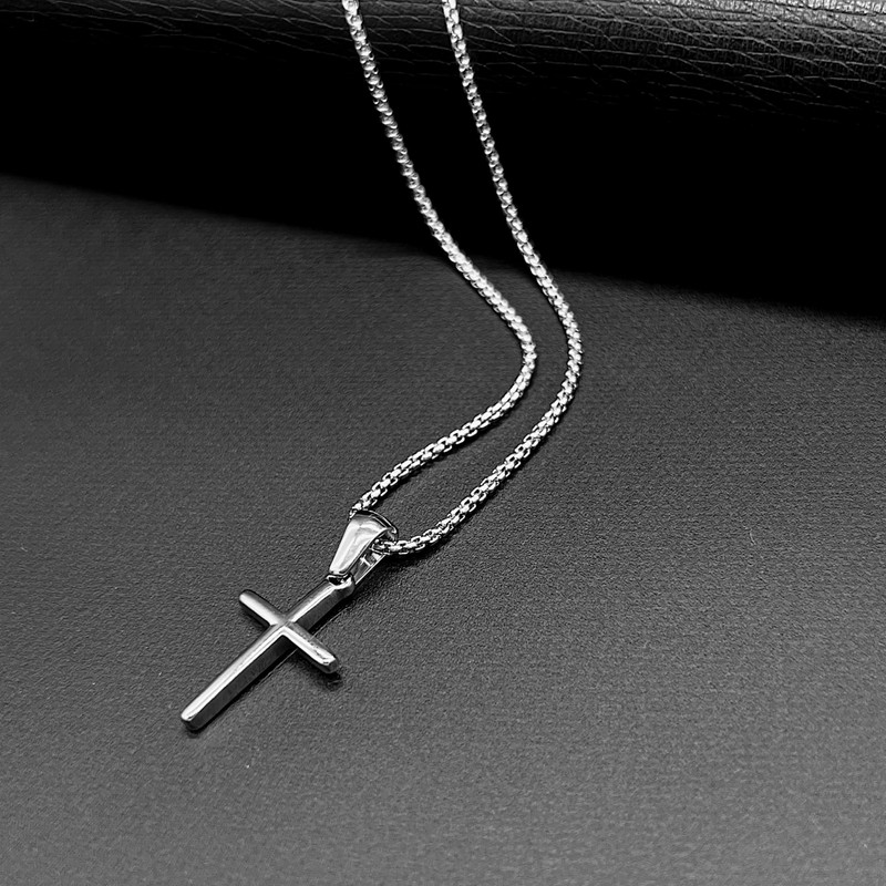 Lagure L23071C0 Mini Simple Cross Cross Silver Necklace Stainless Steel