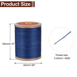 uxcell Round Leather Sewing Waxed Thread, 220m / 240 Yards Polyester Wax String, 420D Wax Stitching Cord for Leather Crafts, Bookbinding, Bracelets Braided, Sapphire Blue