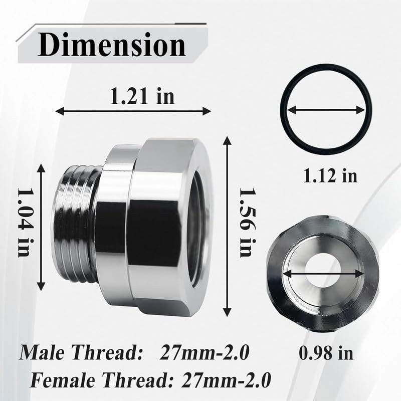A-211 27mm-2.0 Thread Size Oil Drain Valve Adapter, Silver